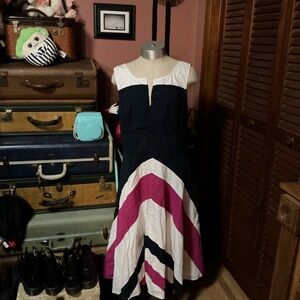 eShakti Black and Pink Midi Dress